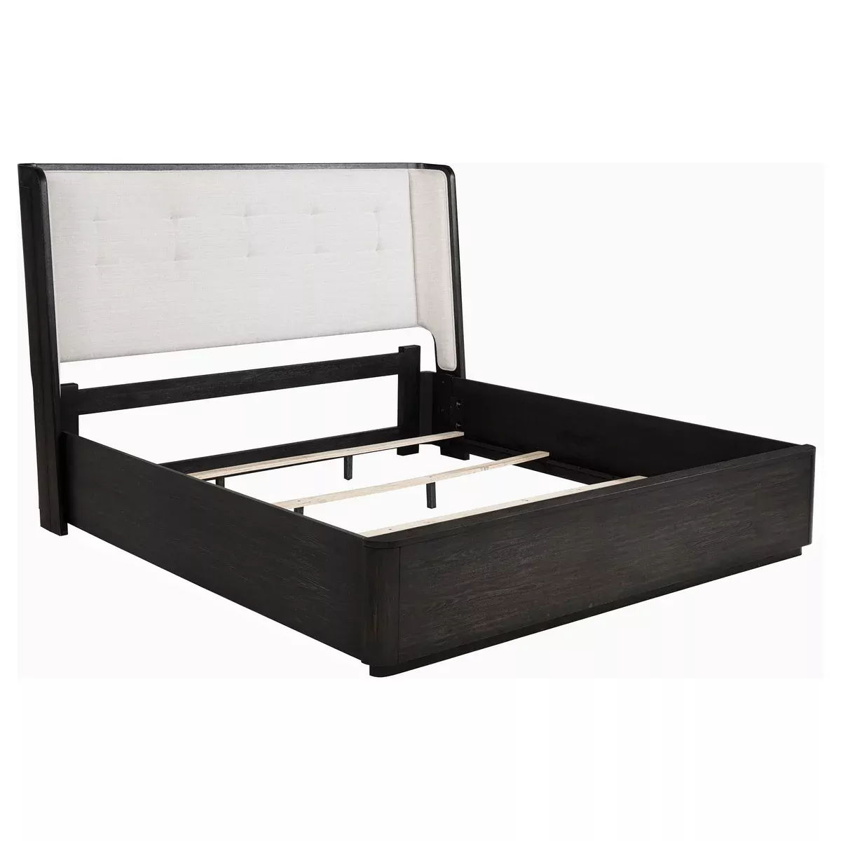 Leandro 55-inch Eastern King Wingback Bed Burnished Black
