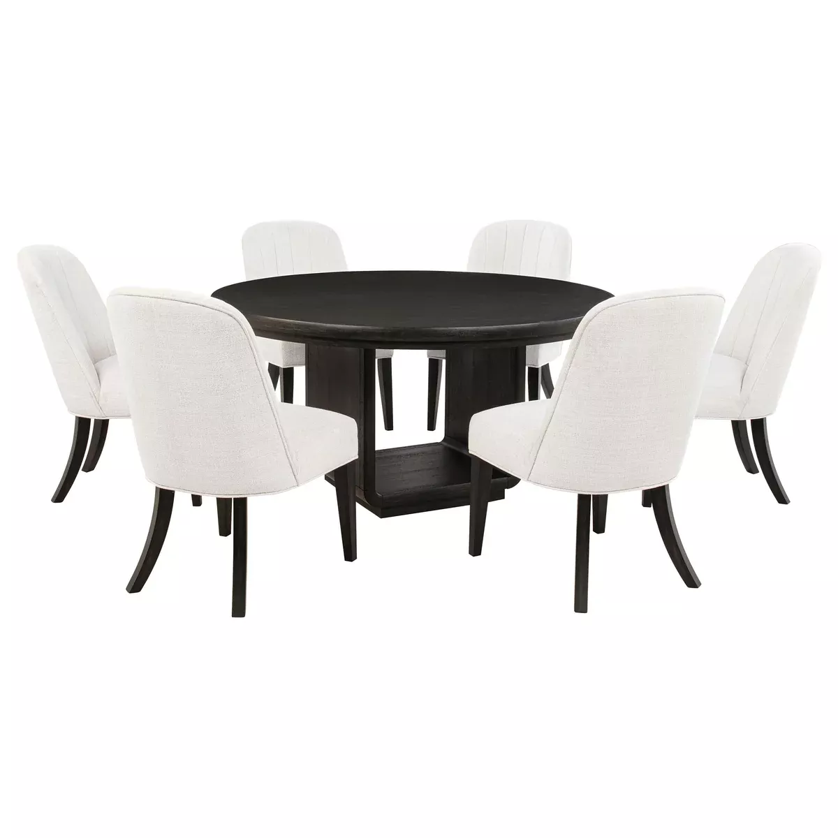 Leandro 7-piece Round Dining Table Set Burnished Black