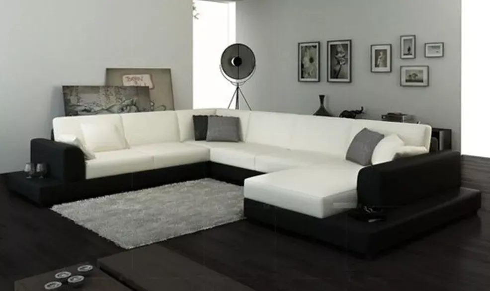 Leather Sectional Sofa In U-shaped