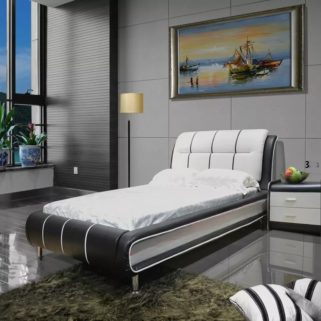 Leather Two Tone Platform Bed