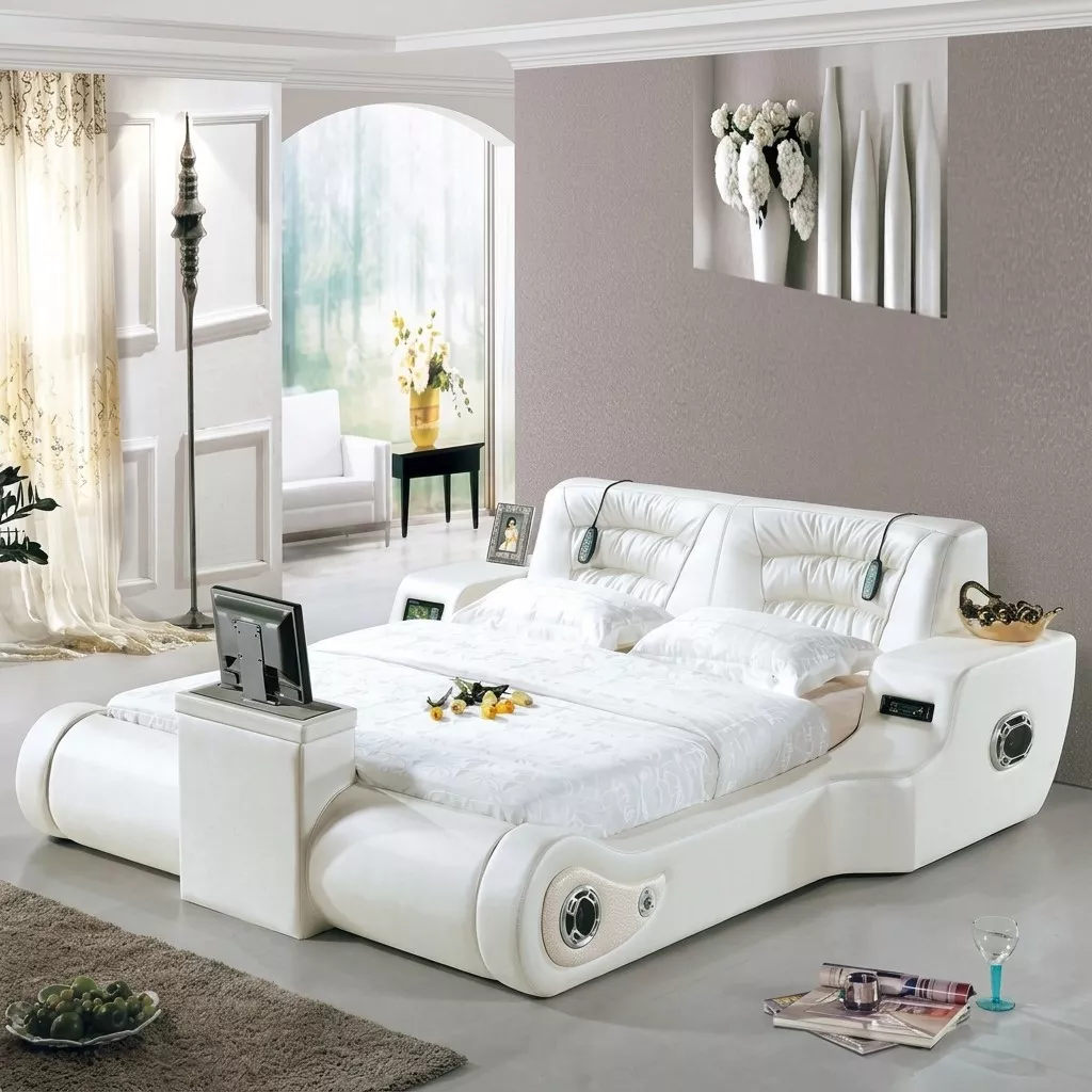 Leather Upholstered Platform Bed