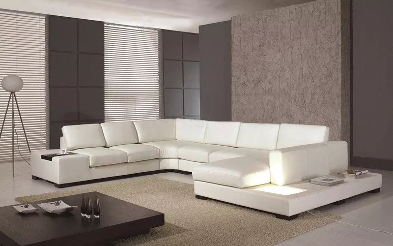 LED-Enhanced Classic Leather Sectional Sofa