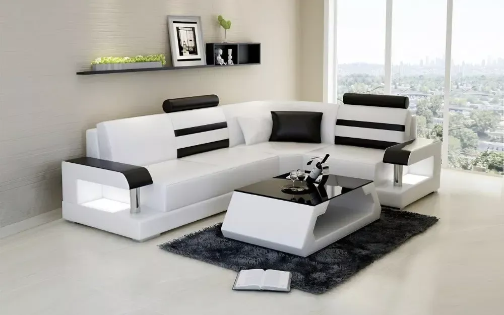 LED Leather Sectional Couch In Different Sizes
