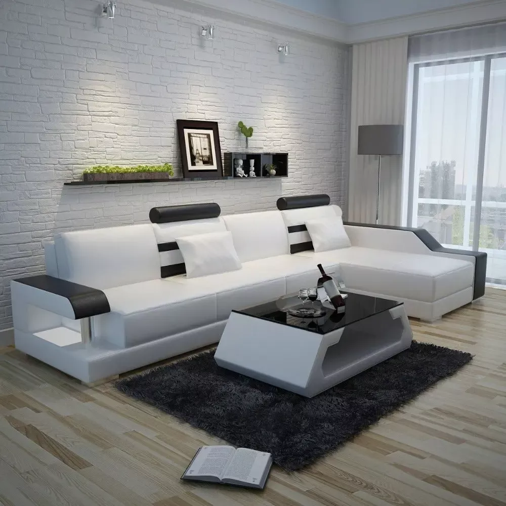 LED Leather Sectional Sofa For 4