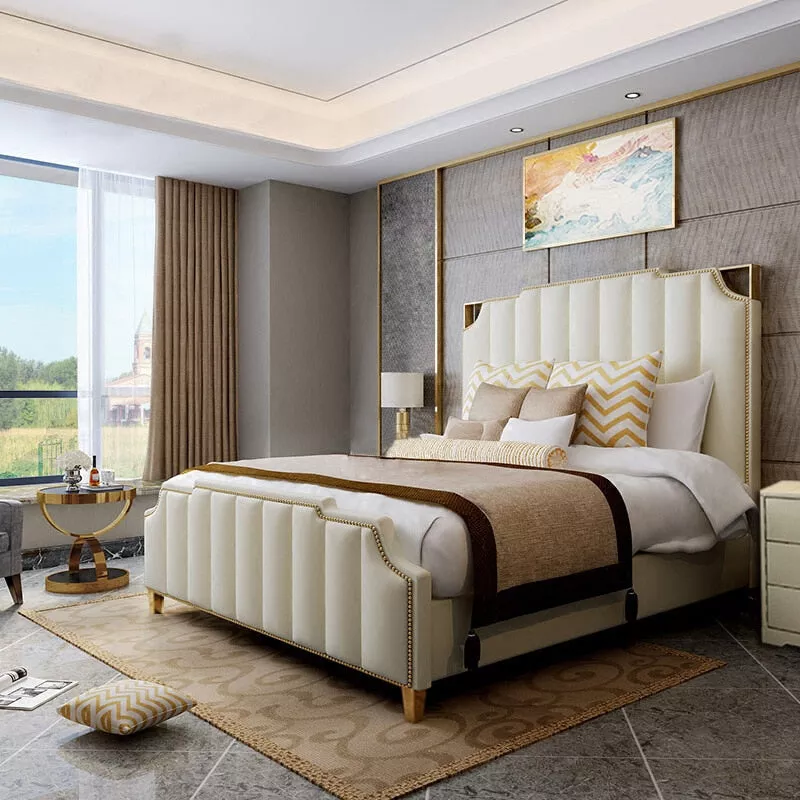 Light Luxurious Simple Leather Bed
