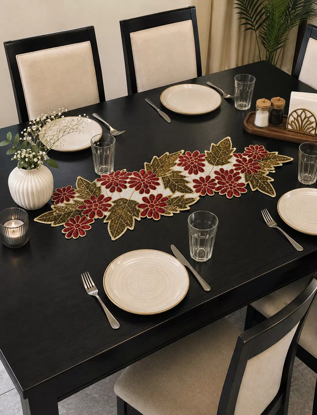 Light And Pro Beaded Glitz Colorful Table Runner