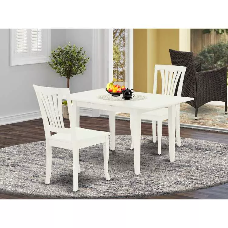 Linen White Dining Set - 3 Piece Table & Chairs