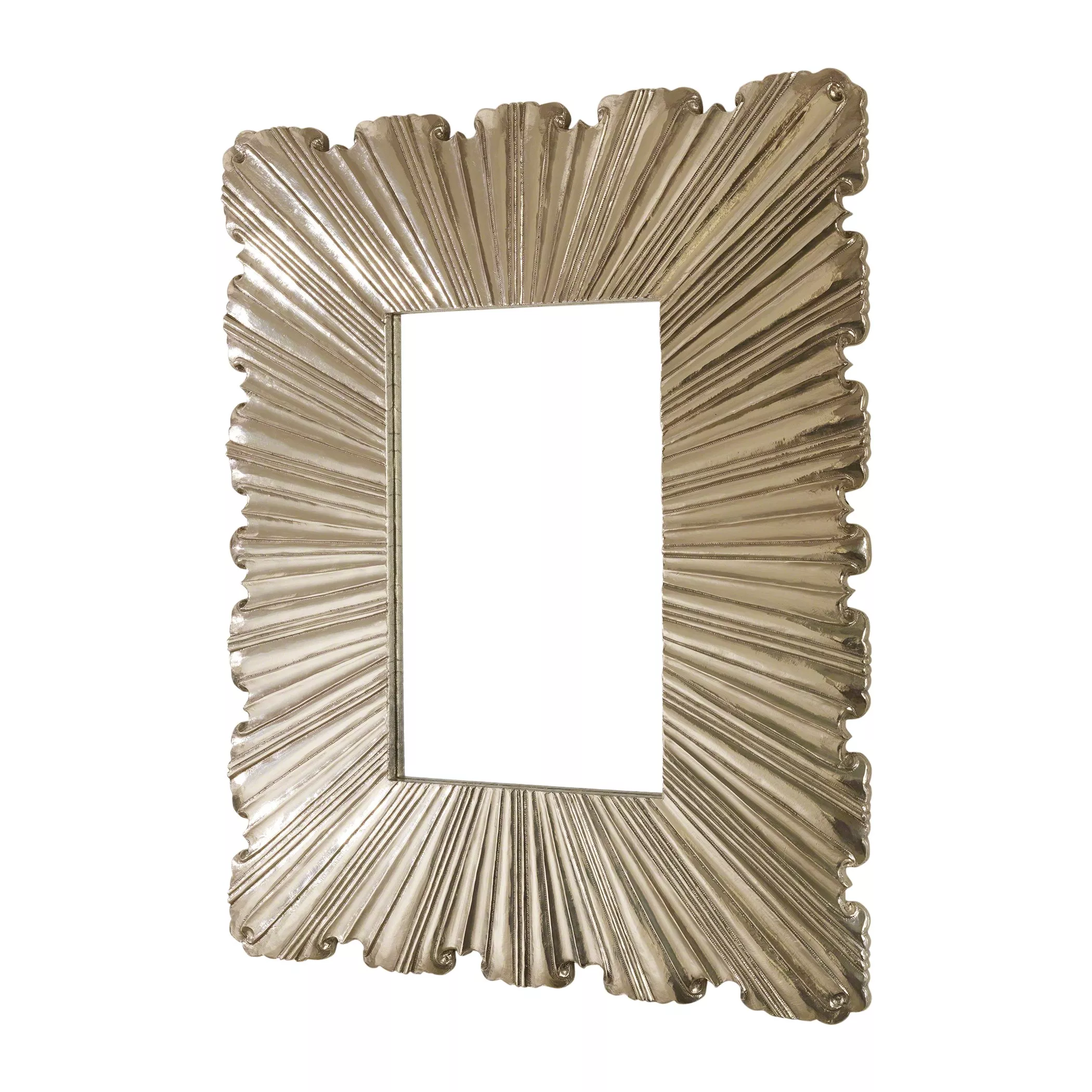 Linenfold Mirror Small Silver