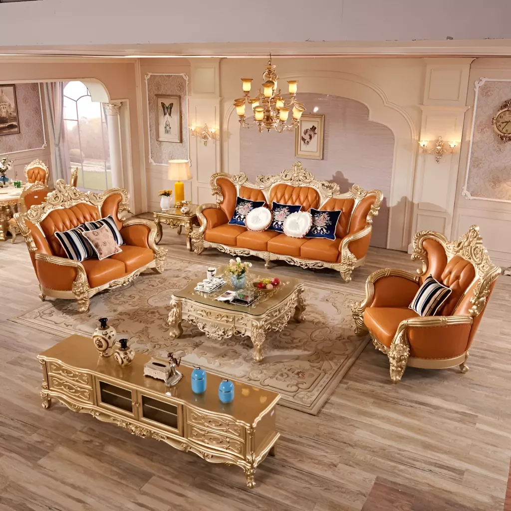 Liville Style Royal Leather Sofa Set
