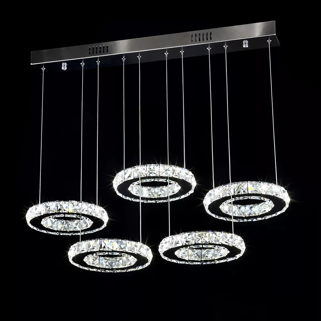 Lustrous Crystal Circular Ring LED Chandelier