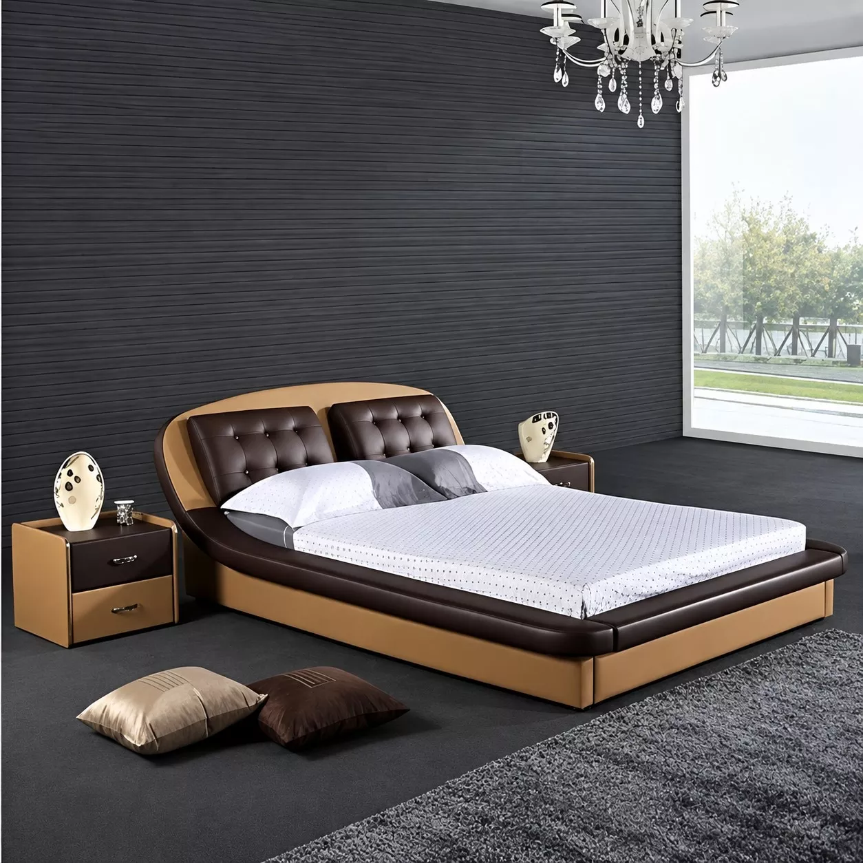 Luxury Leather Platform Bed