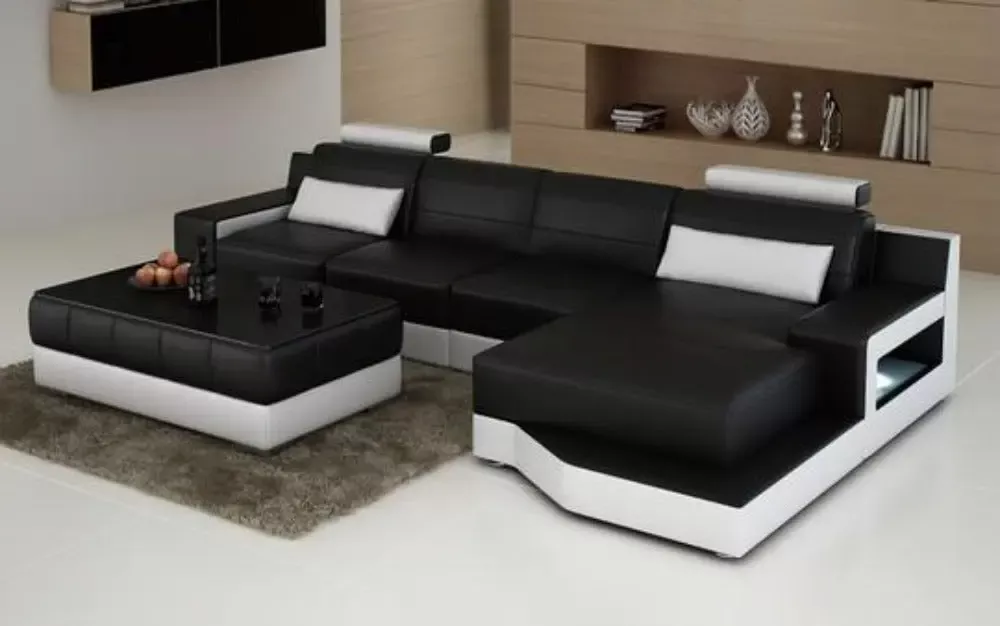 Luxury LED Integrated Leather Sectional Sofa