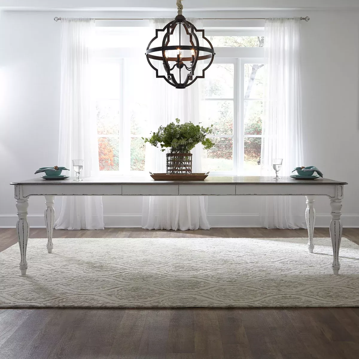 Magnolia Manor - Rectangular Leg Dining Table - Antique White