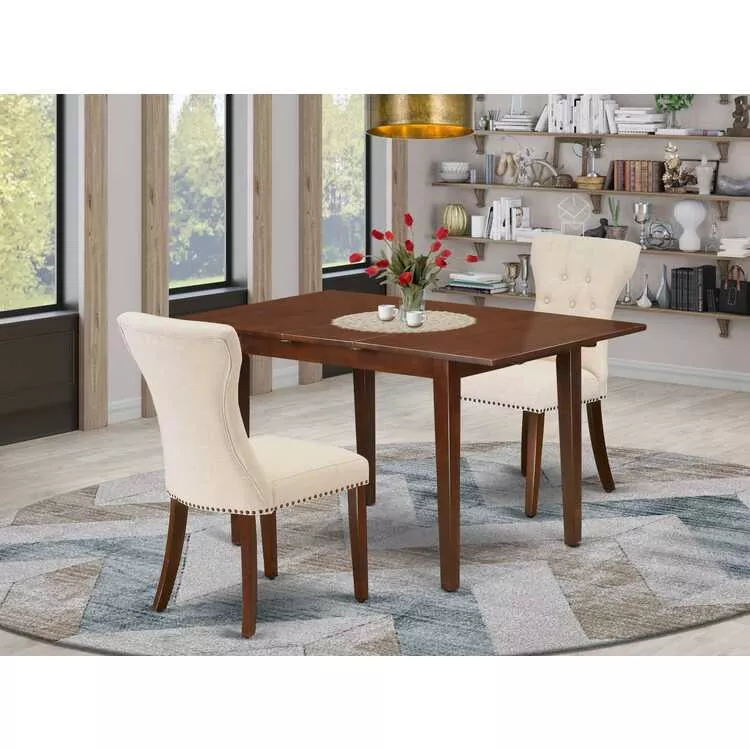 Mahogany Dining Set - Rectangular Table & 2 Parsons Chairs