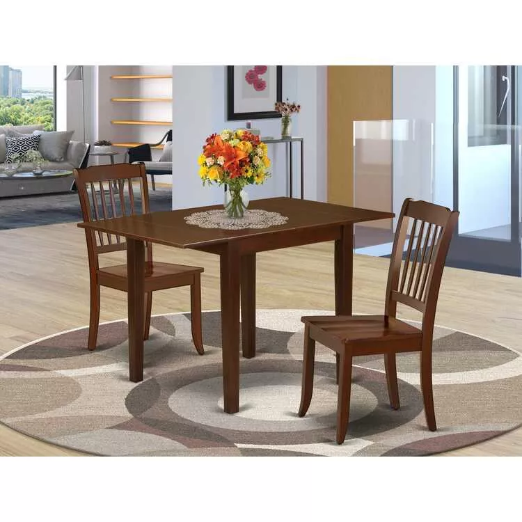 Mahogany Finish Dining Table Set 3 Pcs