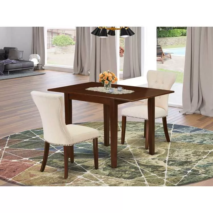 Mahogany Rectangular Drop Leaf Table & Chairs Set