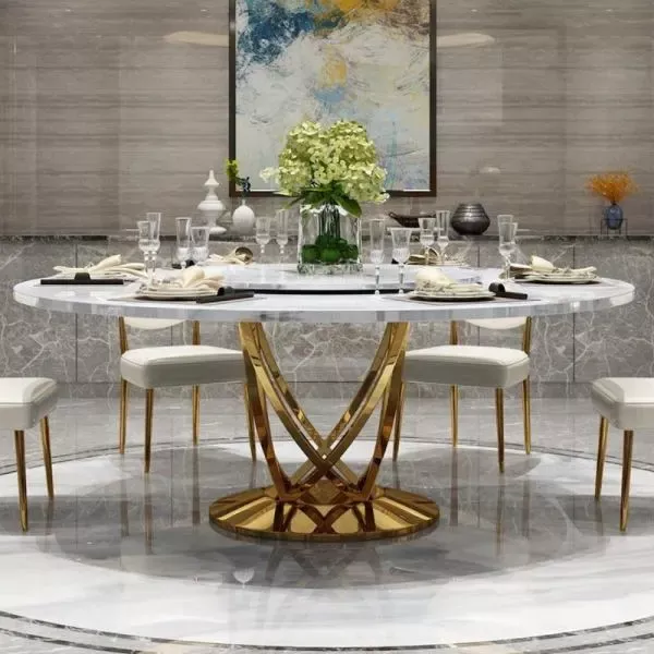 Marble Postmodern Light Luxury Round Dining Table Set