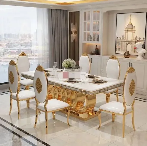 Marble Top Dining Table With 6 chairs