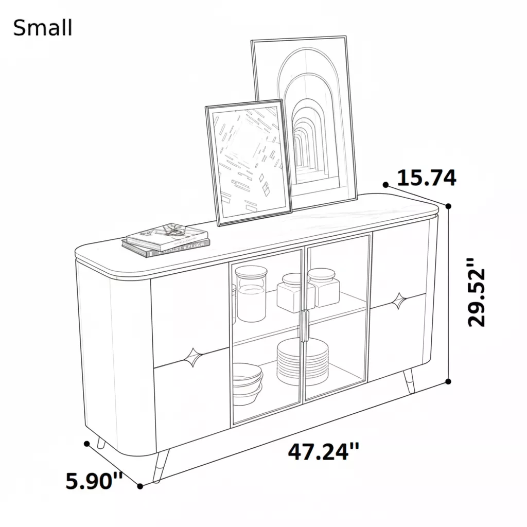Marble Top LED Buffet Table Or TV Cabinet