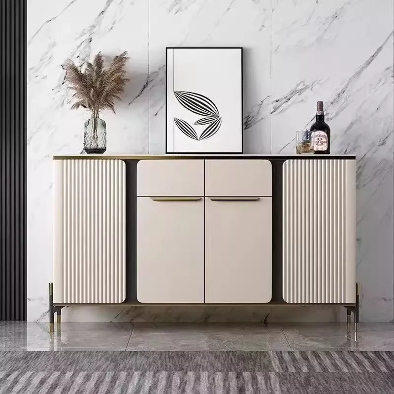 Marble Top Multi-Cabinet Buffet Table
