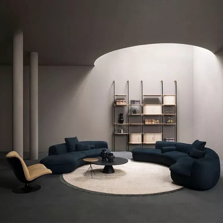 Marvelous Bended Design Fabric Sofa Set