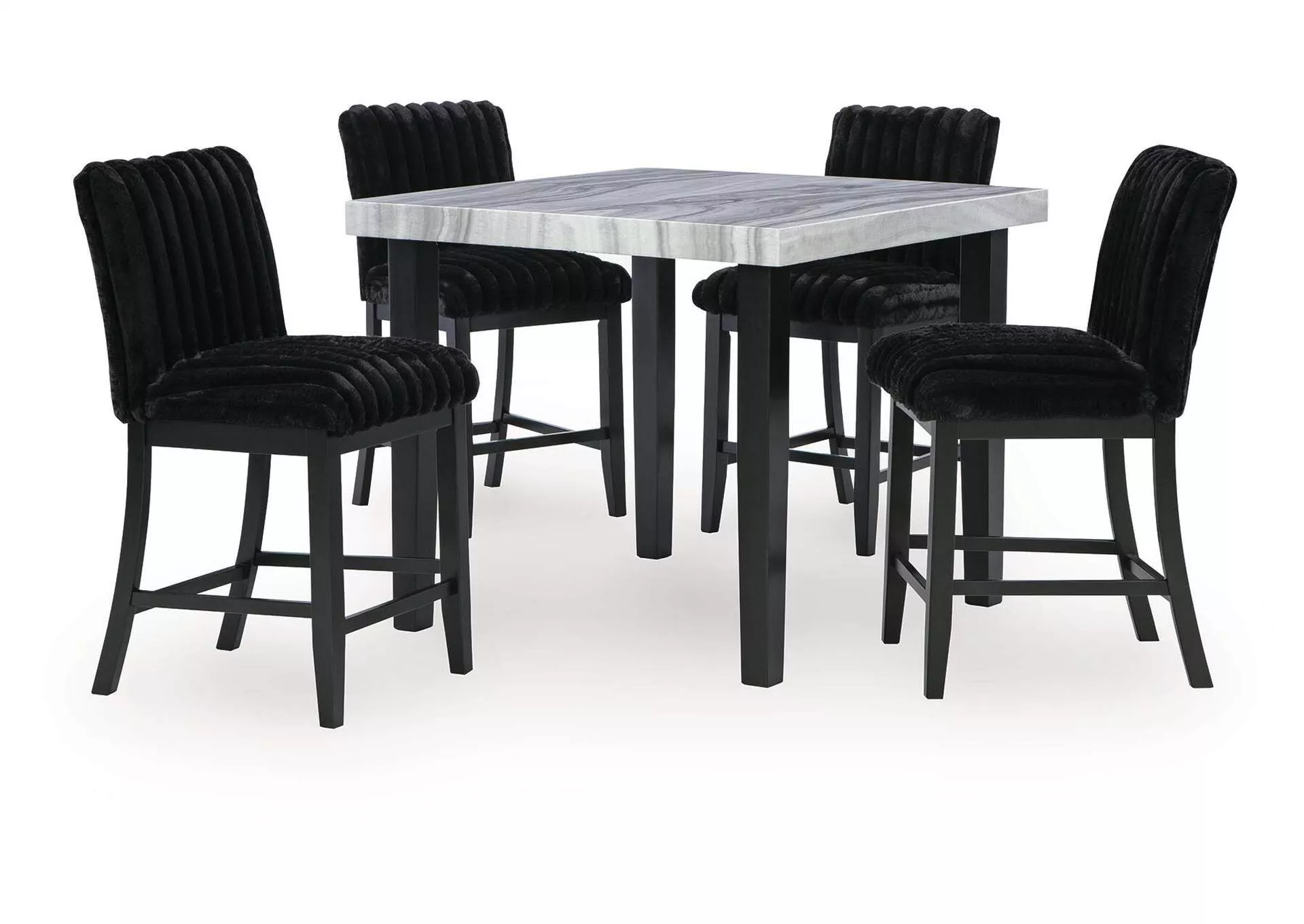 Mervannie Counter Height Dining Table and 4 Barstools