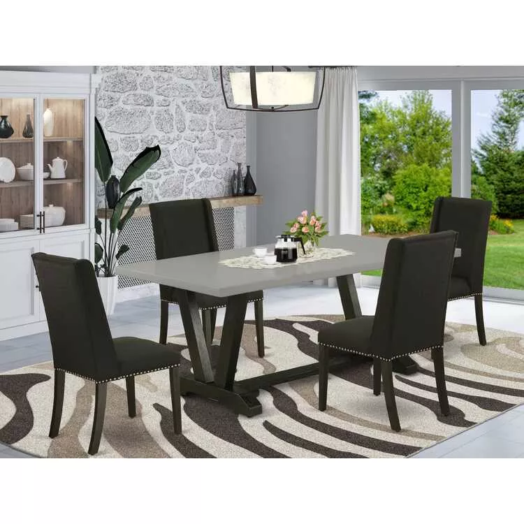 Mid Century Dining Set Kitchen Parsons Chair Rectangular Table