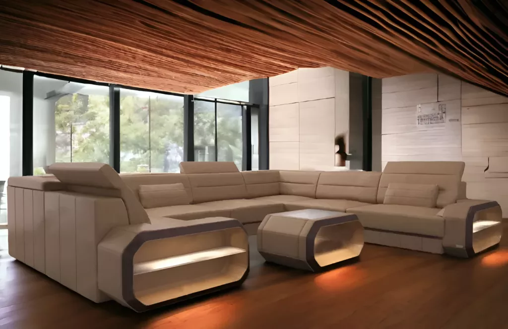 Minimalist U-Shaped LED Sectional Sofa