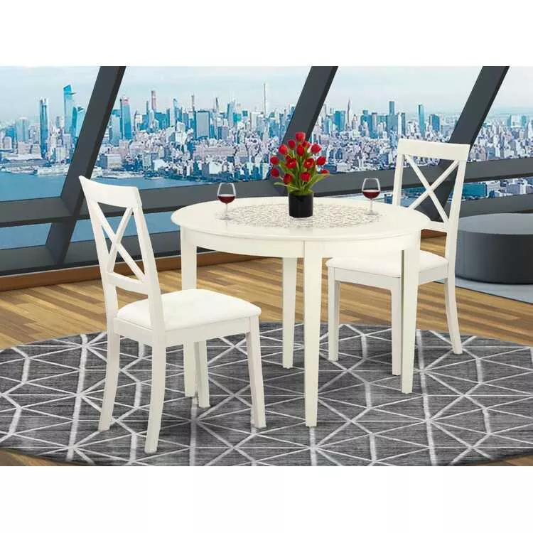 Modern 3-Piece Round Dining Set - Kitchen Table & Chairs