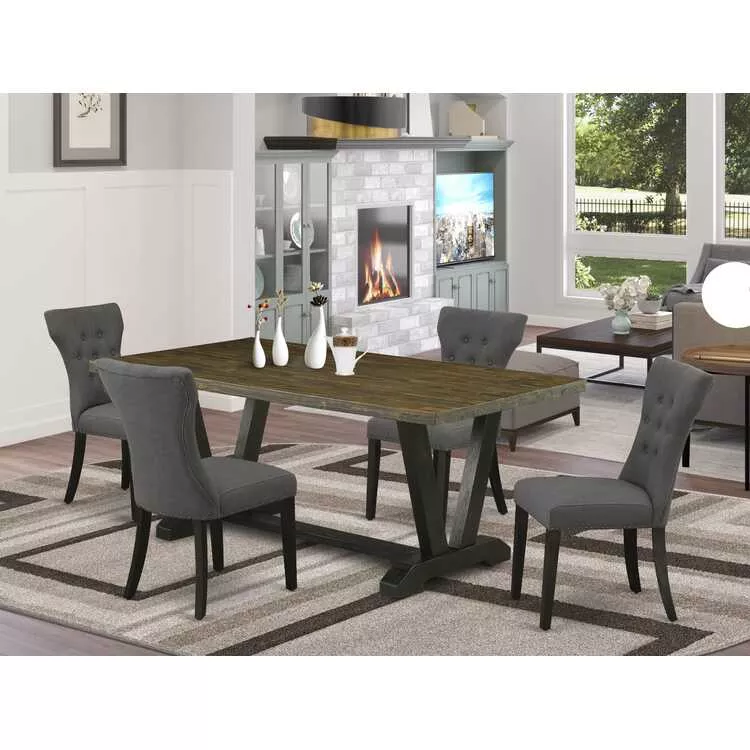 Modern 5-Pc Dinette Set Parson Chairs & Rectangular Table