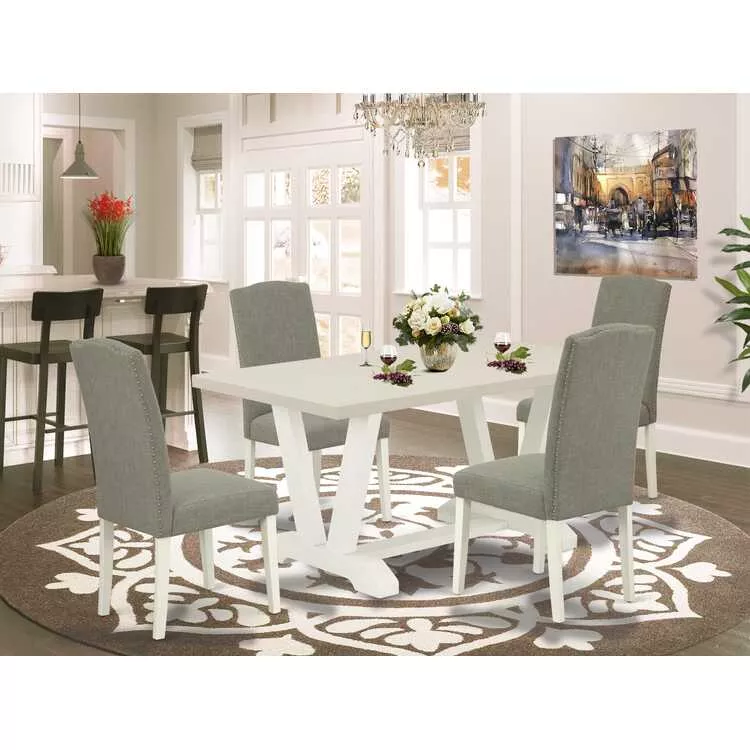 Modern 5-Piece Dining Set - Rectangular Table & 4 Chairs