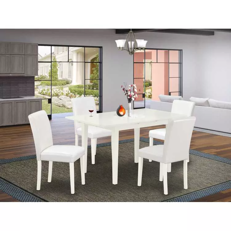 Modern 5 Piece Dining Set - White Table & Chairs