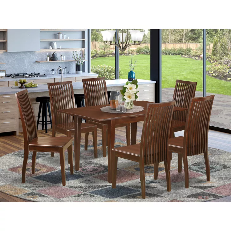Modern 7 Piece Dining Set - Rectangle Table & 6 Chairs