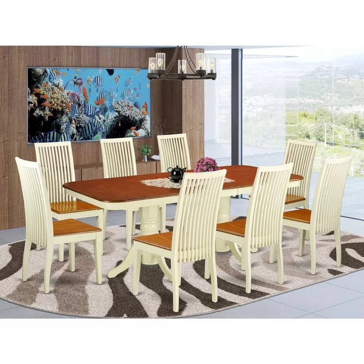 Modern 8-Piece Dining Set with Butterfly Leaf Table