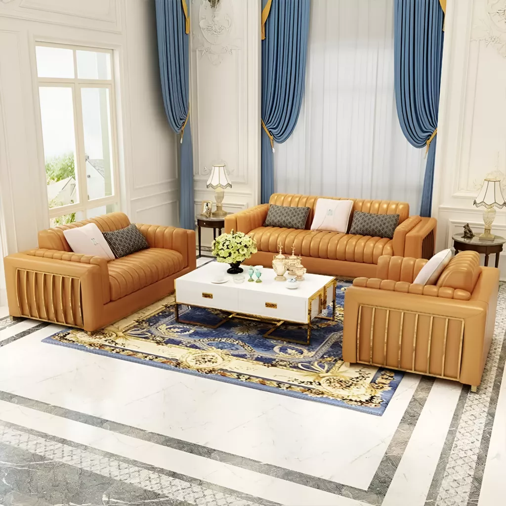 Modern and Aesthetic Leather Sofa Set