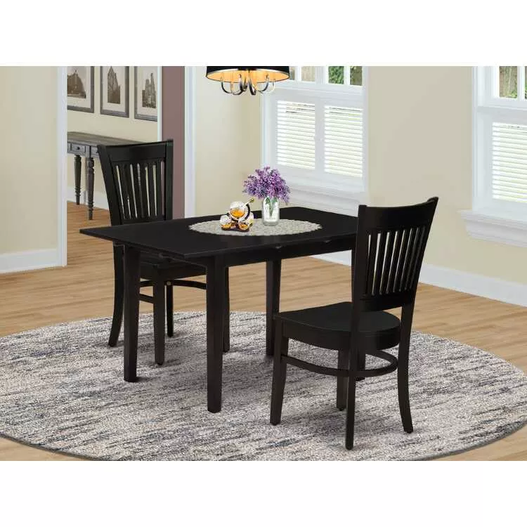 Modern Black Dining Table Set 3-Piece