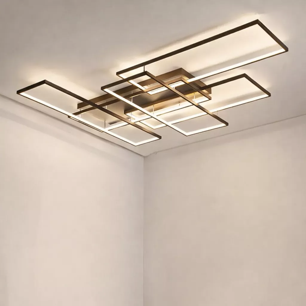 Modern Coffee Color Rectangular LED Ceiling Lamp