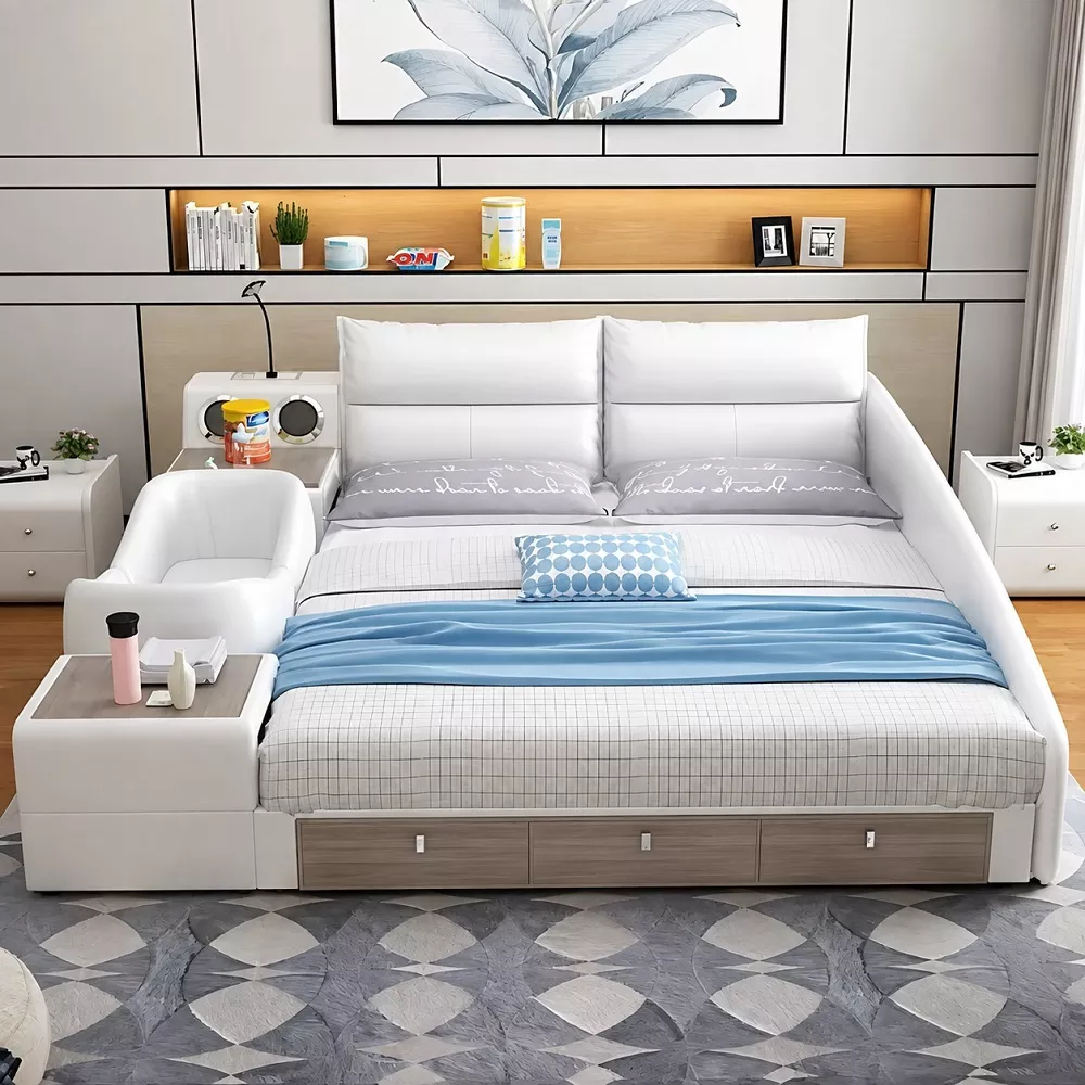 Modern-Day Smart Leather Bed