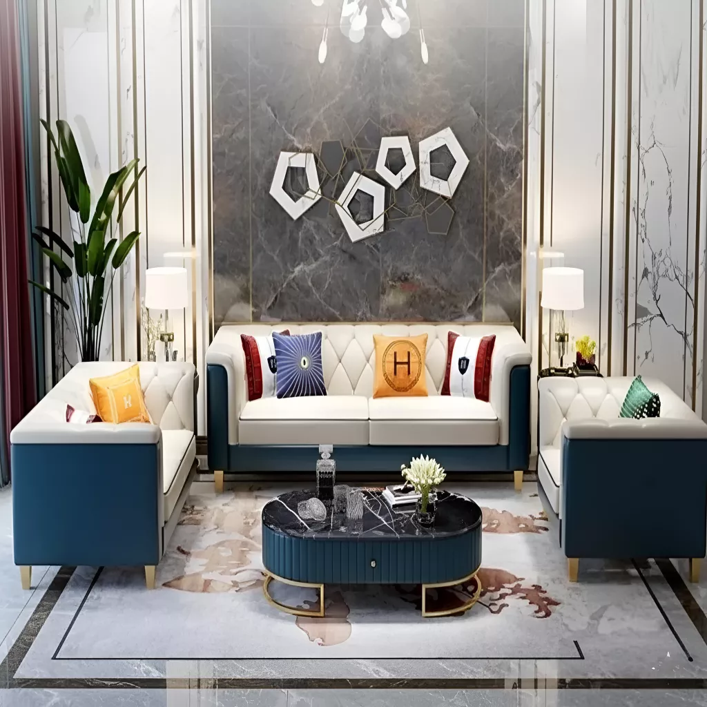 Modern Elegant 3 Piece Leather Sofa Set