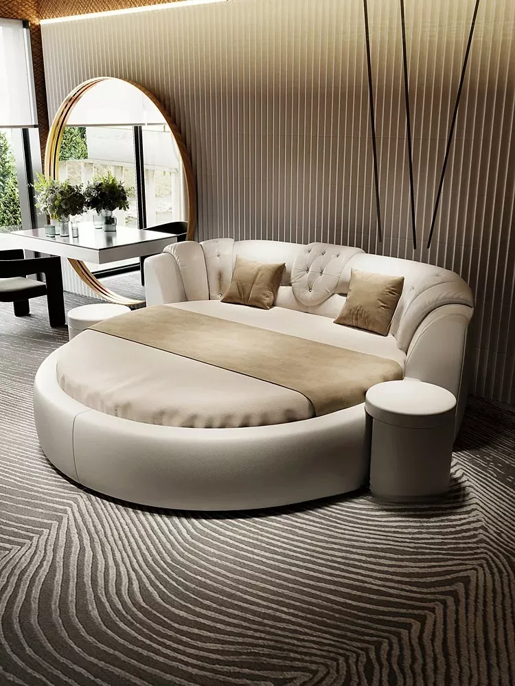 Modern Elegant Leather Round Bed