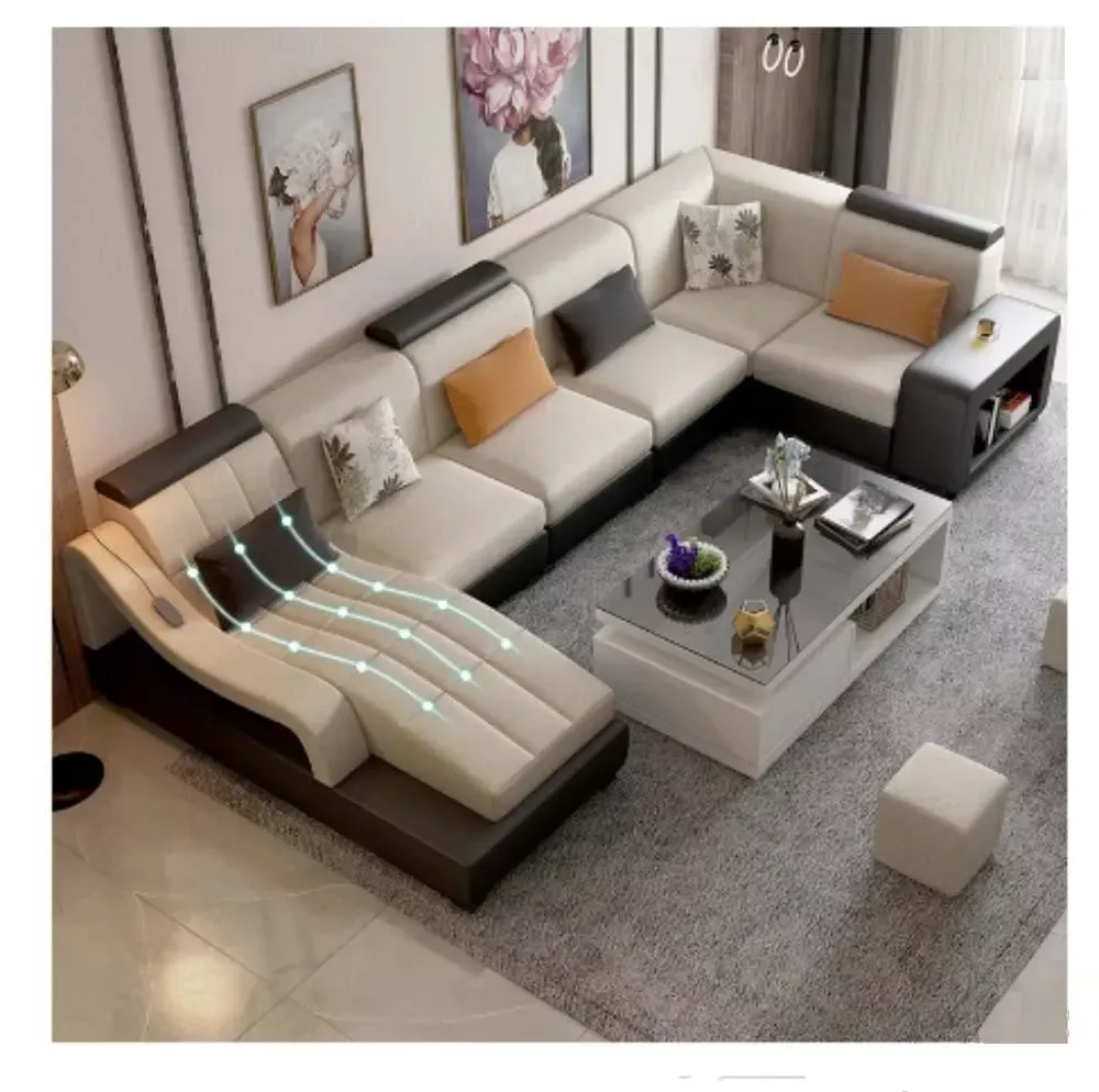 Modern Harmonious Spacious Multifunctional Fabric Sofa Set