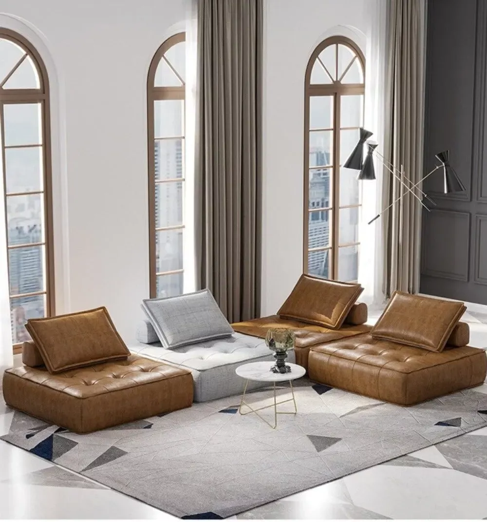 Modern L Shaped Corner Leather Sofa