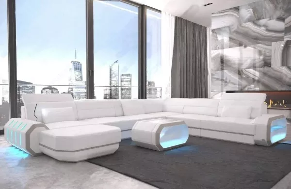 Modern L-shaped Leather Sofa Set