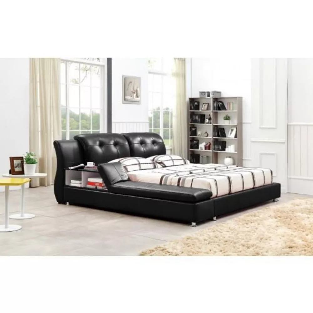 Modern Leather Tufted Platform Bed