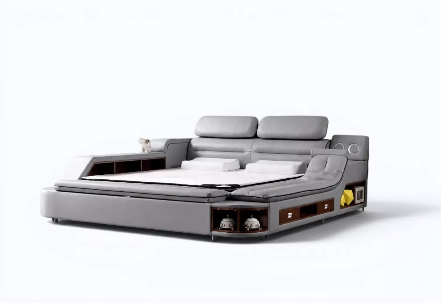 Modern Multifunctional Smart Leather Bed