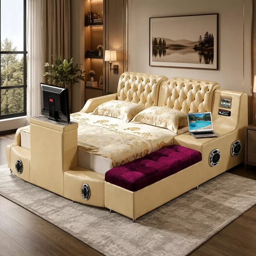 Modern Relaxing Leather Smart Bed