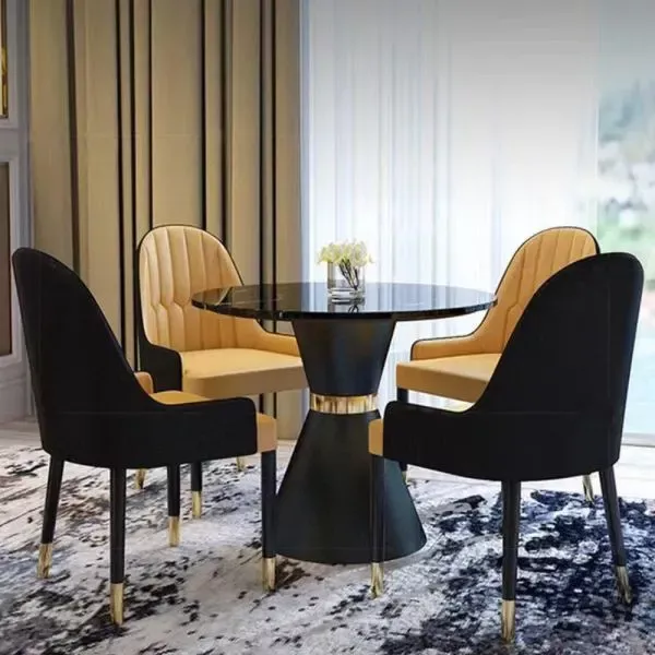 Modern Small Simple Marble Round Table and Chairs Set
