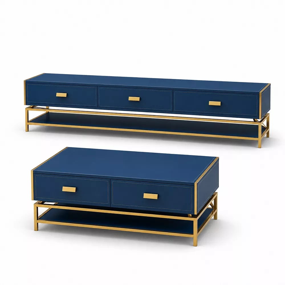 Modern Wooden-Frame Table Set