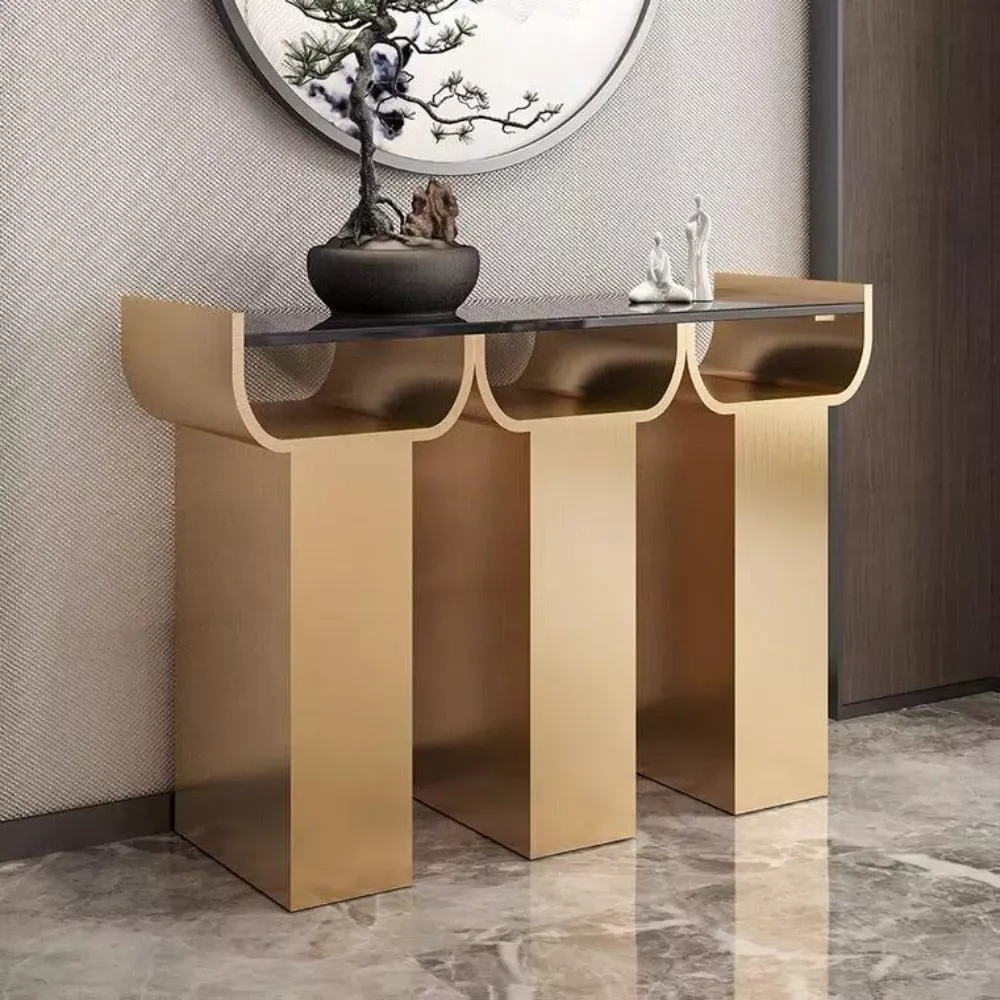 Modish Luxury Style Rectangular Marble Console Table