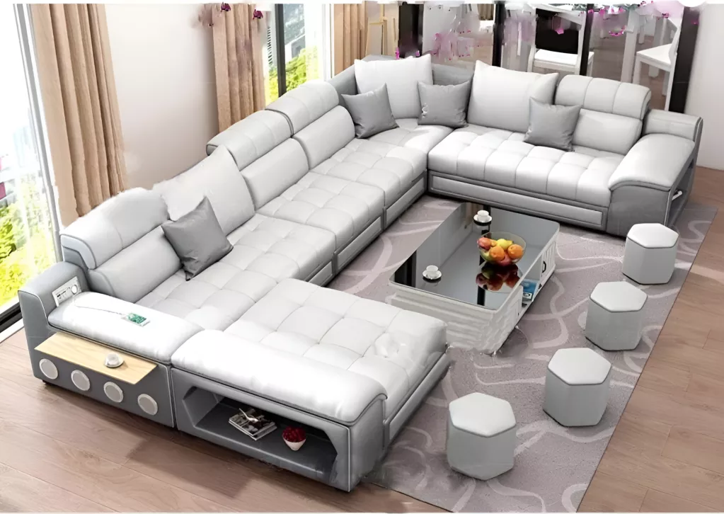 Modish U-Shaped Sectional Leather Sofa